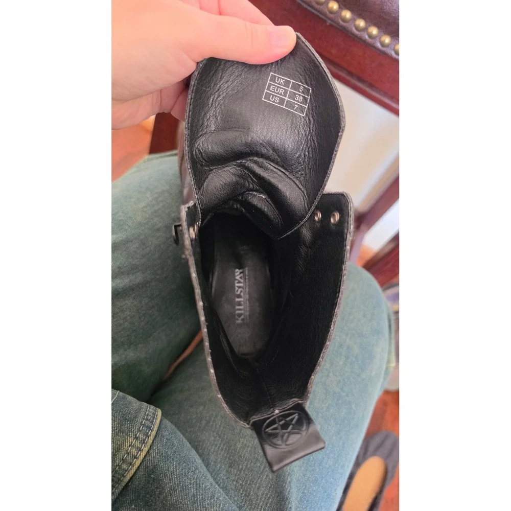 KILLSTAR Raven Pointed-Toe Festival Western Grunge Minimalist Heel Bootie SZ 7 - Picture 7 of 8